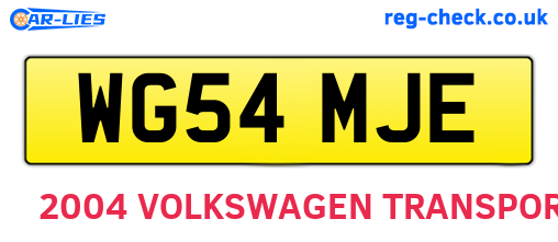 WG54MJE are the vehicle registration plates.