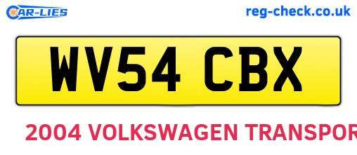 WV54CBX are the vehicle registration plates.