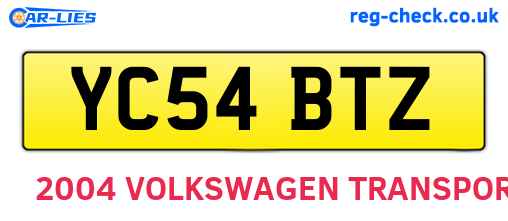 YC54BTZ are the vehicle registration plates.