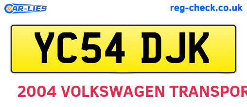 YC54DJK are the vehicle registration plates.