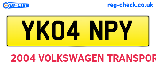 YK04NPY are the vehicle registration plates.