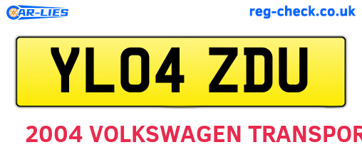 YL04ZDU are the vehicle registration plates.
