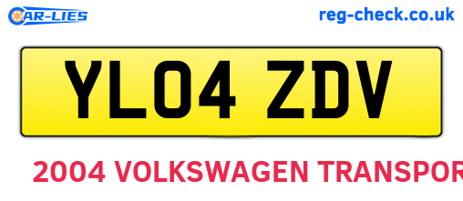 YL04ZDV are the vehicle registration plates.