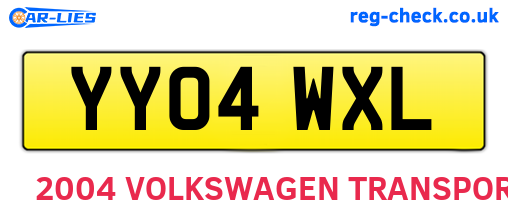 YY04WXL are the vehicle registration plates.