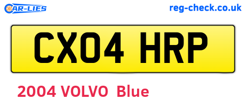 CX04HRP are the vehicle registration plates.