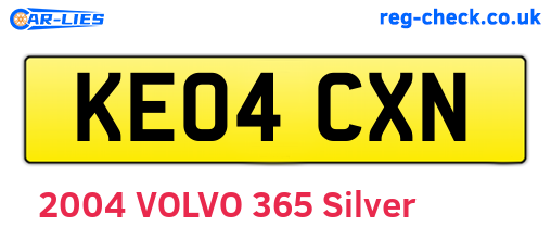KE04CXN are the vehicle registration plates.