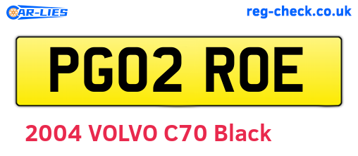 PG02ROE are the vehicle registration plates.