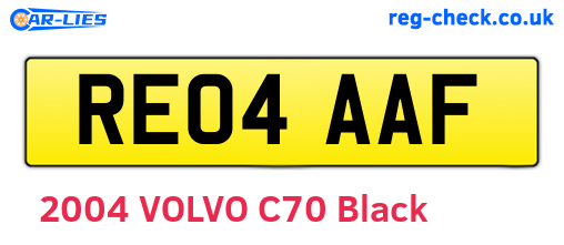 RE04AAF are the vehicle registration plates.