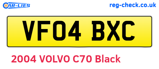 VF04BXC are the vehicle registration plates.