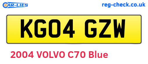 KG04GZW are the vehicle registration plates.
