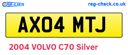 AX04MTJ are the vehicle registration plates.