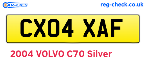CX04XAF are the vehicle registration plates.