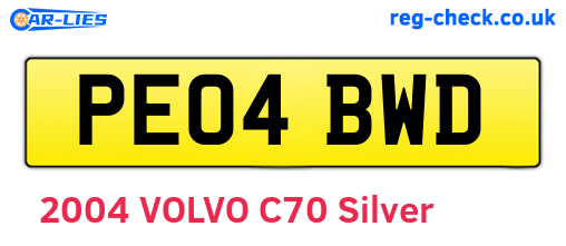 PE04BWD are the vehicle registration plates.