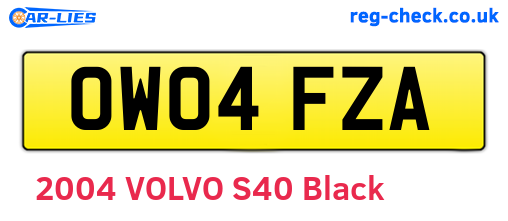 OW04FZA are the vehicle registration plates.