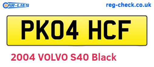 PK04HCF are the vehicle registration plates.