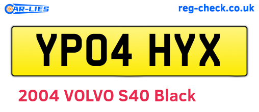 YP04HYX are the vehicle registration plates.