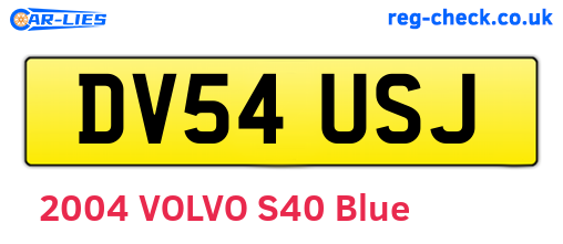 DV54USJ are the vehicle registration plates.