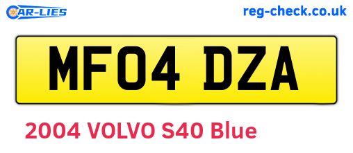 MF04DZA are the vehicle registration plates.