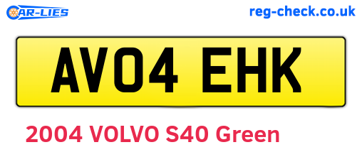 AV04EHK are the vehicle registration plates.