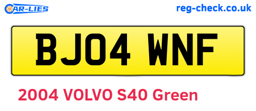 BJ04WNF are the vehicle registration plates.