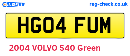 HG04FUM are the vehicle registration plates.