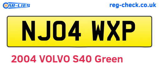 NJ04WXP are the vehicle registration plates.