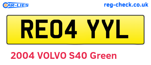 RE04YYL are the vehicle registration plates.