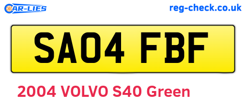SA04FBF are the vehicle registration plates.