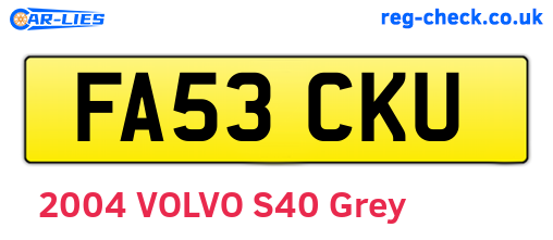FA53CKU are the vehicle registration plates.