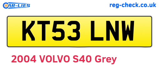 KT53LNW are the vehicle registration plates.