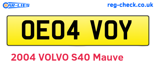 OE04VOY are the vehicle registration plates.