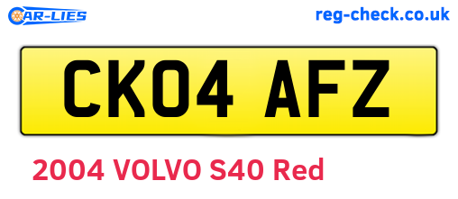 CK04AFZ are the vehicle registration plates.