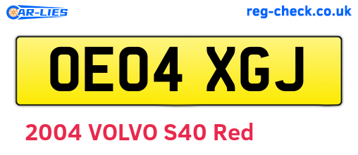 OE04XGJ are the vehicle registration plates.