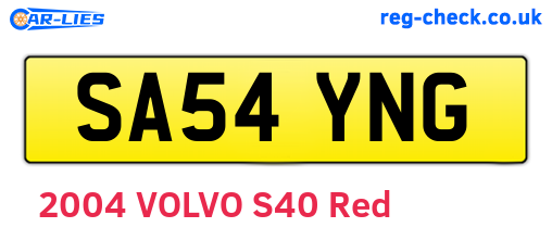 SA54YNG are the vehicle registration plates.