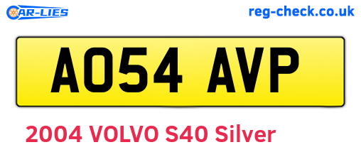 AO54AVP are the vehicle registration plates.