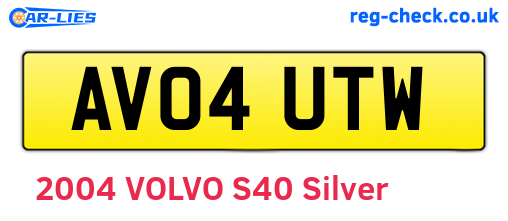 AV04UTW are the vehicle registration plates.