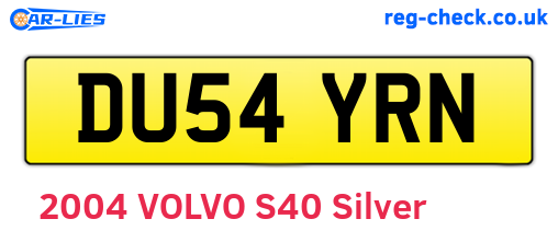 DU54YRN are the vehicle registration plates.