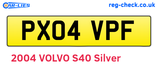 PX04VPF are the vehicle registration plates.