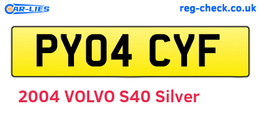PY04CYF are the vehicle registration plates.