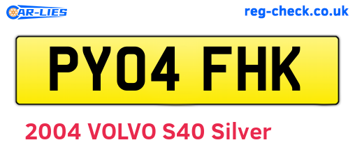 PY04FHK are the vehicle registration plates.