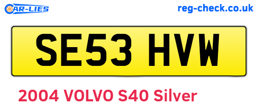 SE53HVW are the vehicle registration plates.