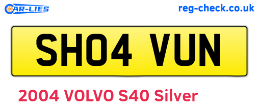 SH04VUN are the vehicle registration plates.
