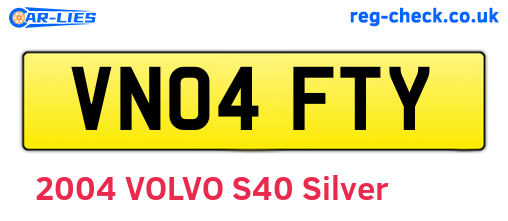VN04FTY are the vehicle registration plates.
