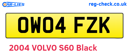 OW04FZK are the vehicle registration plates.