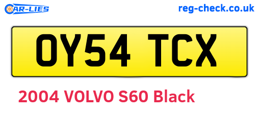 OY54TCX are the vehicle registration plates.