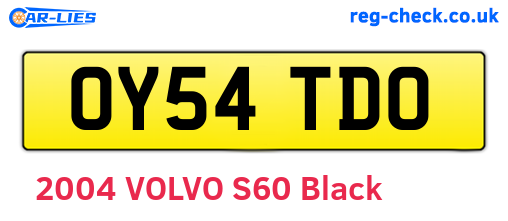OY54TDO are the vehicle registration plates.