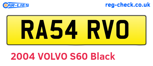 RA54RVO are the vehicle registration plates.