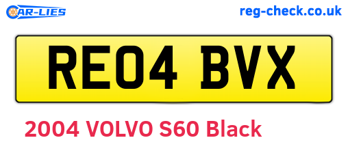 RE04BVX are the vehicle registration plates.