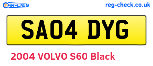 SA04DYG are the vehicle registration plates.