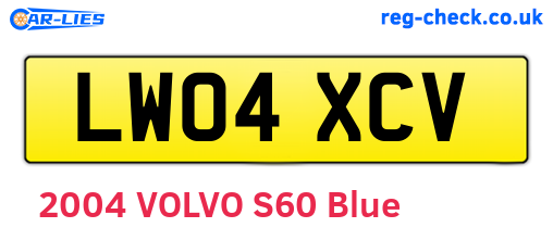 LW04XCV are the vehicle registration plates.